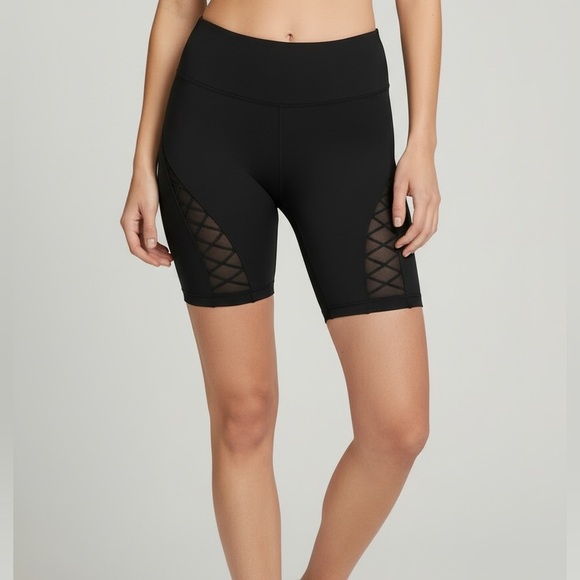 Victoria's Secret Pants - Victoria’s Secret Black Biker Shorts L NWT Mesh Detail